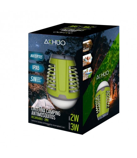 Linterna Recargable Antimosquitos para Jardín 3W+2W 2