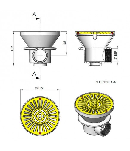 Sumidero D180 PH Salida Lateral 2" AstralPool 2