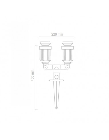 Medidas Proyector de Estaca Doble para Jardín MATEL E27  8425160254100