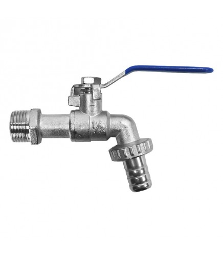 Grifo esfera para jardín fabricado en latón con acabado cromado