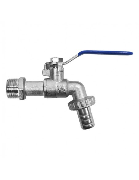 Grifo esfera para jardín fabricado en latón con acabado cromado